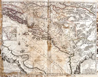Karte des Königreichs Dalmatien (heutiges Kroatien und Montenegro) an der Küste des Golfs von Venedig (Adriatisches Meer) (Stich)