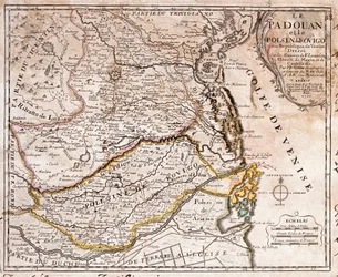 Karte des Gebiets von Padua und Polesine, Italien