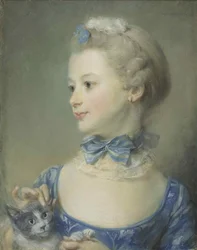 Das kleine Mädchen mit der Katze Marie-Anne Huquier, 1747