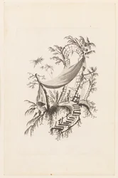 Figur unter Zelt, aus "Recueil des Tentes Chinoises"