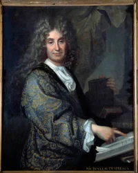 Porträt von Nicolas Boileau (1636-1711) genannt Boileau Despreaux, französischer Schriftsteller - Gemälde von Jean Baptiste Santerre (1651-1717) - Öl auf Leinwand - Lyon, Musée des Beaux Arts