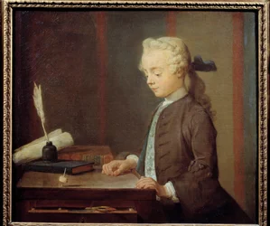 Das Toton-Kind. Auguste Gabriel Godefroy (1728-1813). Ein Kind spielt Toton, eine Art Kreisel mit vier Seiten