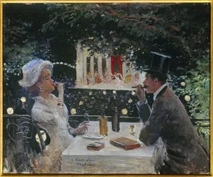 Abendessen bei den Botschaftern. Gemälde von Jean Beraud (1849-1935), 20. Jahrhundert. Öl auf Holz. Paris, Musee Carnavalet
