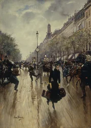 Vier Uhr nachmittags am Carrefour Drouot und dem Grand Boulevard, ca. 1895