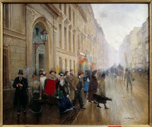 Der Ausgang des Konservatoriums in der Rue du Faubourg Poissonnière