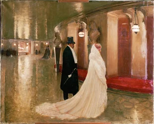 Die Abonnenten - ein elegantes Paar betritt eine Loge in der Pariser Oper