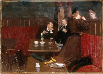 Drei Figuren in einem Café, ca. 1890