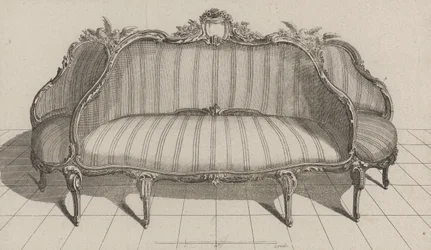 Canapé à Jouë im malerischen Stil, veröffentlicht Mitte der 1770er Jahre (Gravur auf Büttenpapier)