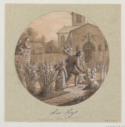 Entwurf für einen bemalten Porzellanteller, Les Lys (Lilien) aus dem Service de la Culture des Fleurs (Blumenkulturdienst)