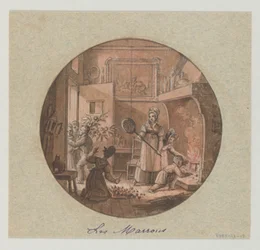 Entwurf für einen bemalten Porzellanteller, Les Marrons (Kastanien) für den Service des Objets de Dessert (Dessertservice)