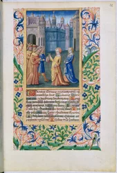 Judith kehrt mit dem abgeschlagenen Kopf von Holofernes nach Bethulia zurück, aus dem 