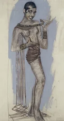 Josephine Baker - Ein Modell für ein wichtiges Lackpaneel, ca. 1927 (Bleistift auf Papier)