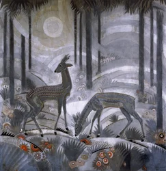 Zwei Hirsche im Wald, ca. 1929
