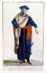 Uniform eines Mitglieds des französischen Staatsrates 1795 während der Zeit des Direktoriums