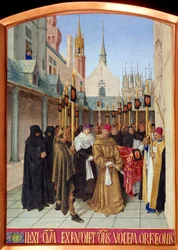 Miniatur-Begräbnisszene in „Les Heures d