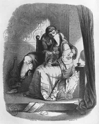 Heloise und Abelard küssen sich, Illustration aus 
