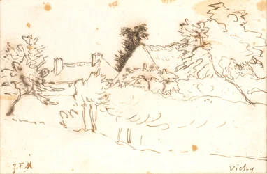Ein Hof zwischen Bäumen, Vichy (Allier)