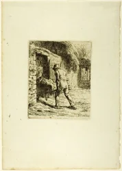 Bauer mit Schubkarre