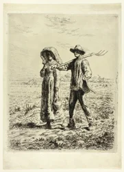 Bauern gehen zur Arbeit