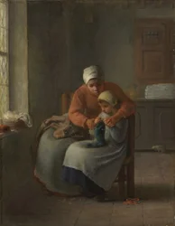 Die Strickstunde, ca. 1860