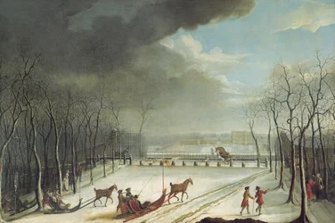 Der Prinz von Condé jagt in einem Schlitten, 1767