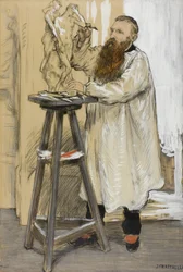 Porträt des Bildhauers Auguste Rodin in seinem Atelier, ca. 1889