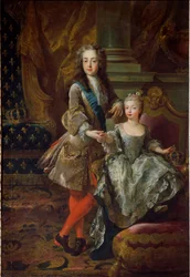 Porträt von König Ludwig XV. und seiner Verlobten Marie Anne Victoire von Spanien