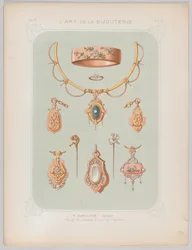 Schmuckdesigns in Gold und Roségold, 1879