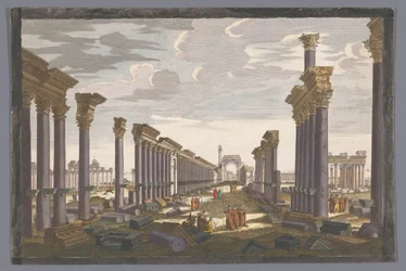 Ruine des Bogens der Säulengalerie in Palmyra, von der Westseite gesehen