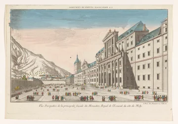 Ansicht des Klosterkomplexes El Escorial in der Nähe von Madrid, von der Südseite gesehen