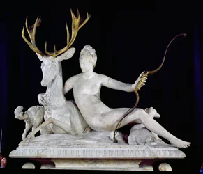 Diana auf einem Hirsch reitend