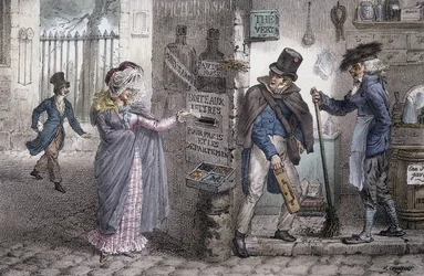 Der Briefkasten - Lithographie von Marlet, späte 19. Jahrhundert