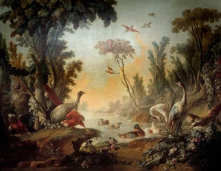 Landschaft mit den Echassiers. Panel des Salons Demarteau, realisiert von Jean Baptiste Huet (1745-1811) und Jean Honoré Fragonard (1732-1806)