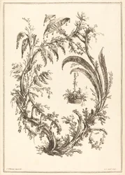 Ornament mit Sonnenschirm und Hängekorb