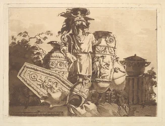 Komposition mit Antiquitäten, aus Recueil de Compositions par Lagrenée Le Jeune Colle..., 1782-84