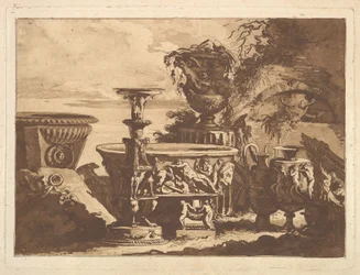 Komposition mit der Medici-Vase, aus Recueil de Compositions par Lagrenée Le Jeune Coll..., 1782