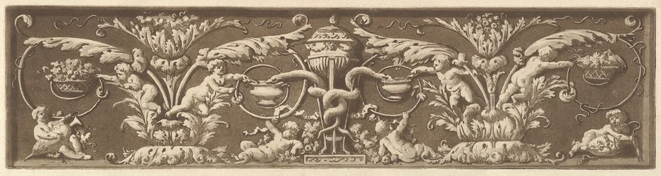 Ornamentale Fries mit Putti und verschlungenen Schlangen, aus Recueil de Différentes Compositi..., 1784