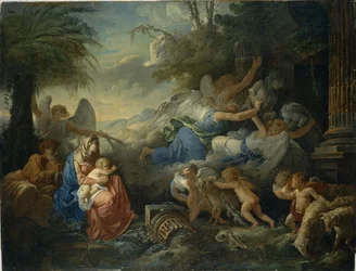 Der Sturz der Götzen und die Rast auf der Flucht nach Ägypten, ca. 1775