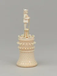 Weißer Turm, Schachfigur, Indien, um 1820