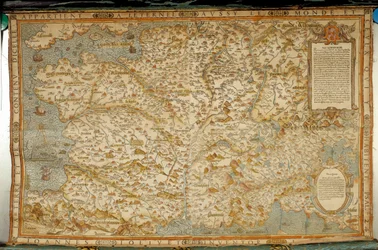 Geografische Karte der Gallier, die die Grenzen zu Deutschland und Italien zeigt. Erstellt von Kartograf Jean Jolivet (16. Jahrhundert)