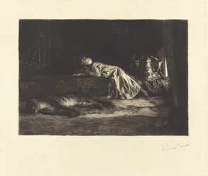 Orientalisches Interieur mit schlafendem Tiger