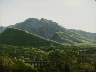 Ansicht der Brücke und eines Teils der Stadt Cava, Königreich Neapel