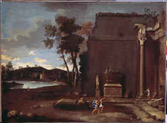 Landschaft mit Sarkophag