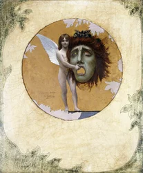 Ein Putto mit einer Maske