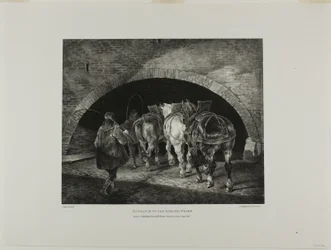 Eingang zum Adelphi Wharf, Platte 11 aus Verschiedene Motive aus dem Leben gezeichnet und auf Stein (Die englische Suite)