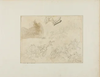 Skizzen für eine Kavallerieschlacht; die Hinterbeine eines Hundes