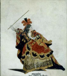 Médée. Kostümentwurf für die Oper Thésée von Jean-Baptiste Lully