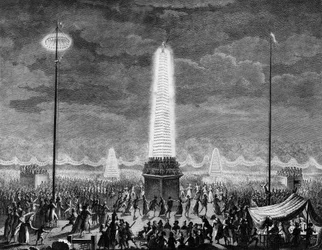 Französische Revolution: Feste und Illuminationen auf den Champs-Élysées in Paris am 18. Juli