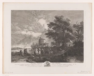 Jagdgesellschaft in einer Landschaft mit Brücke (Serientitel)