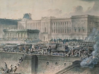 Die Ankunft von Ludwig XVI. (1754-93) vor dem Louvre, 17. Juli 1789